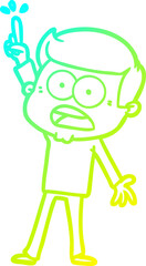 cold gradient line drawing of a cartoon shocked man