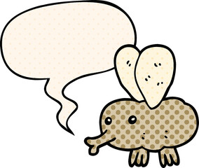 cartoon fly with speech bubble in comic book style