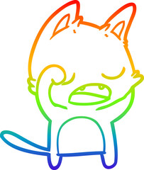 Obraz premium rainbow gradient line drawing of a talking cat cartoon