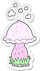 sticker of a cartoon toadstool