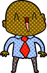 happy cartoon bald man