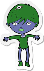 sticker of a cartoon vampire girl