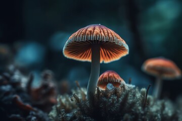 Fototapeta premium A vividly colorful, close up shot of psilocybin, the magic mushroom. Generative AI