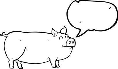 freehand drawn speech bubble cartoon muddy pig