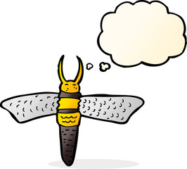 cartoon bug with thought bubble