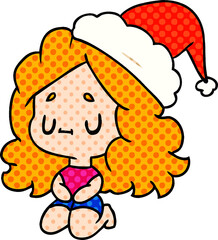 hand drawn christmas cartoon of kawaii girl