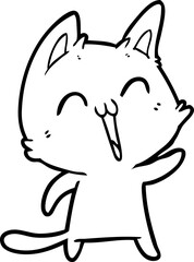 happy cartoon cat meowing