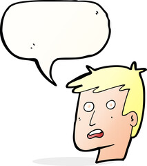 cartoon unhappy face with speech bubble