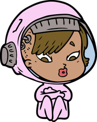 cartoon astronaut woman