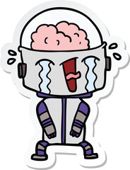 sticker of a cartoon crying robot