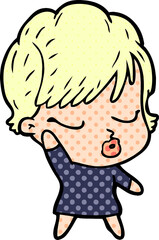 cartoon woman with eyes shut