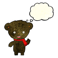cartoon cute black bear with thought bubble