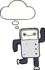 cartoon robot with thought bubble