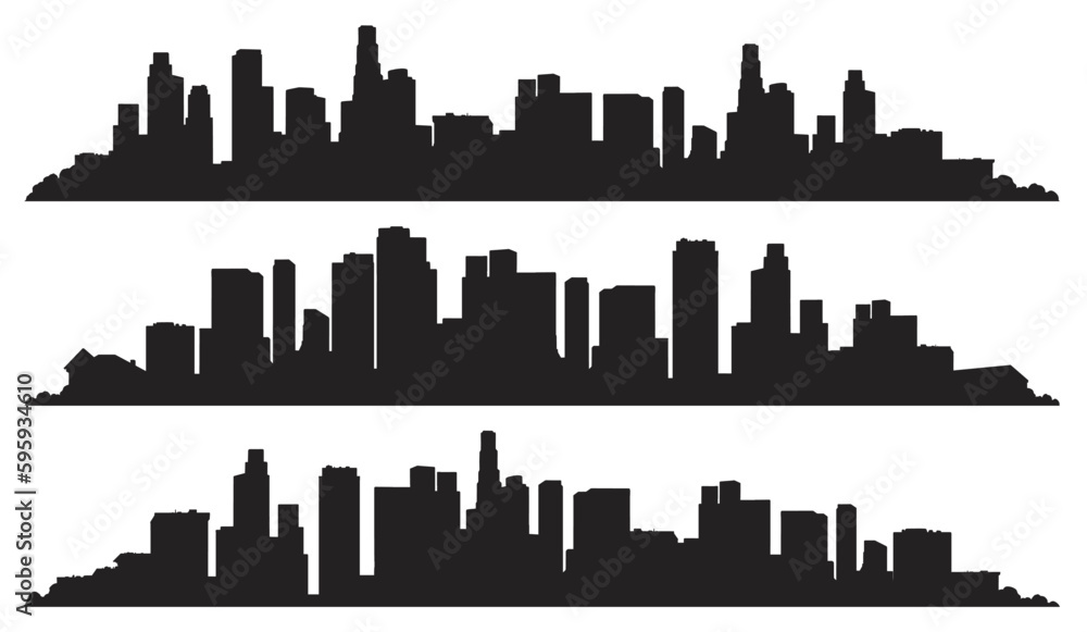 Wall mural city silhouette set labels monochrome