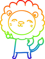 rainbow gradient line drawing of a cartoon lion