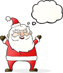 jolly santa cartoon with thought bubble