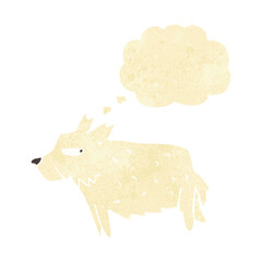 cartoon terrier with thought bubble