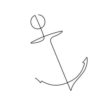 recommend clip art: Vector isolated one single contemporary line anchor  colorless black and white contour line easy drawing