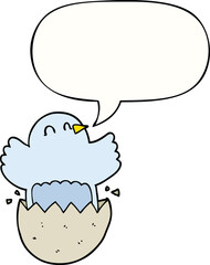 cartoon hatching chicken with speech bubble