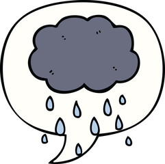 cartoon cloud raining with speech bubble