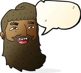 cartoon laughing bearded man with speech bubble
