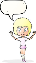 cartoon pretty girl with speech bubble
