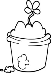 line drawing cartoon flower pot