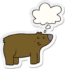 cartoon bear with thought bubble as a printed sticker