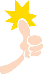 flat color style cartoon thumbs up sign