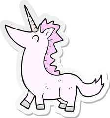 sticker of a cartoon unicorn