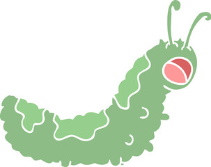 funny flat color style cartoon caterpillar