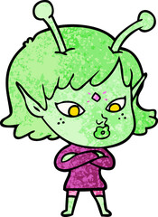 pretty cartoon alien girl