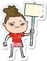 distressed sticker of a cartoon woman