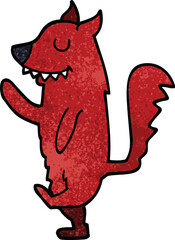 cartoon doodle fox walking