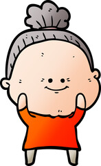 cartoon happy old woman