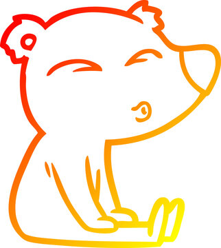 recommend clip art: warm gradient line drawing of a cartoon whistling bear sitting