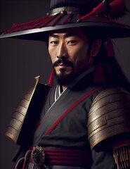 Portrait of a Japanese Samurai in the Edo Period, generative AI