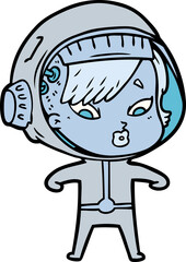 cartoon astronaut woman
