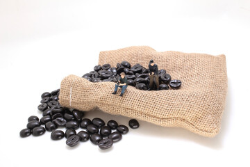 a figure of fishing with the coffee beans