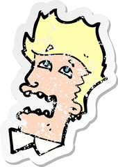 retro distressed sticker of a cartoon frightened man