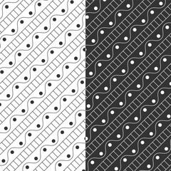Modern minimalist pattern background with dots and wavy lines