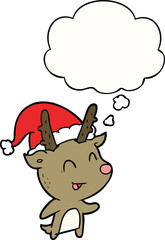 cartoon christmas reindeer with thought bubble