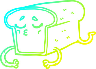 cold gradient line drawing of a cartoon loaf of bread