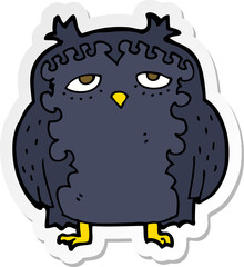 sticker of a cartoon wise old owl