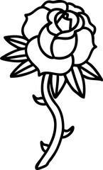 tattoo in black line style of a rose