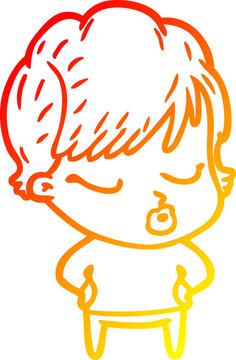 recommend clip art: warm gradient line drawing of a cartoon woman with eyes shut