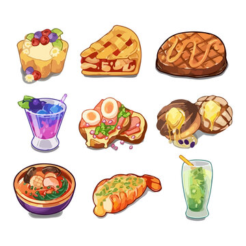 Food painted in watercolor vector illustration