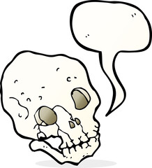 cartoon spooky skull with speech bubble