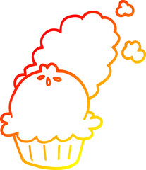 warm gradient line drawing of a cute cartoon pie