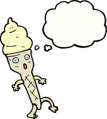 cartoon ice cream with thought bubble